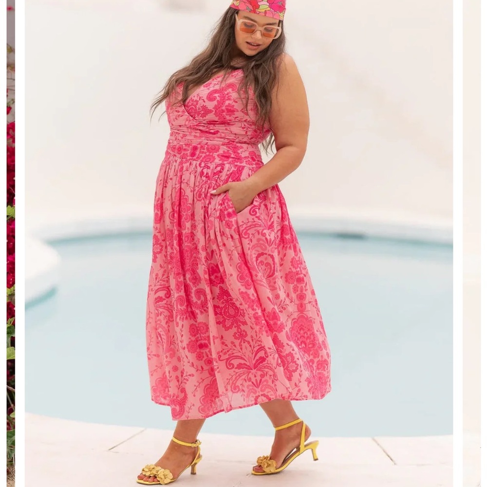JessaKae Pink Paisley Midi Dress